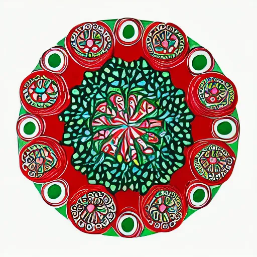 Image similar to 1960s illustrated peppermint candy mandala, highly detailed, giant peppermint candy in the center