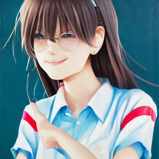 Image similar to a high detail portrait of high school girl by makoto sinkai, by BUNBUN, in simple background, CLIP STADIO, mad painting