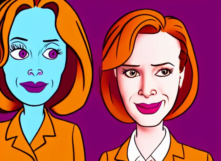 Image similar to dana scully in the style of 1 9 7 0 s disney animation