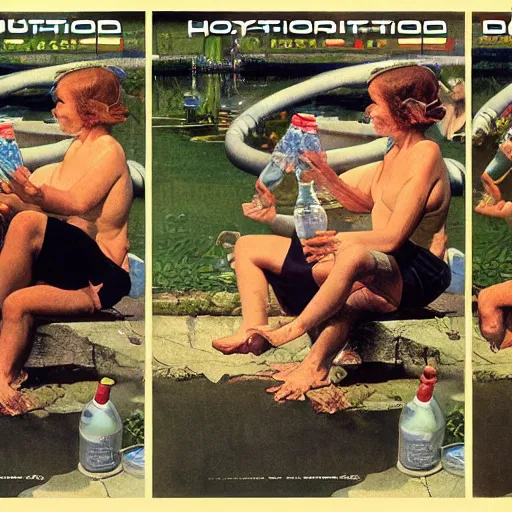 Image similar to evolution, hydration, norman rockwell octane render uhd 4k