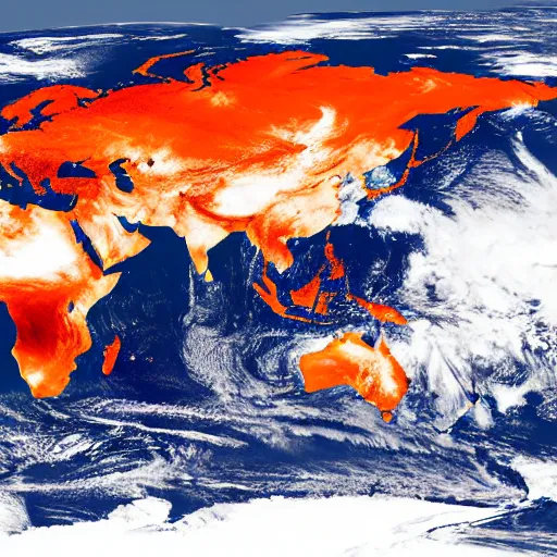 Prompt: the earth on fire, nasa satellite image