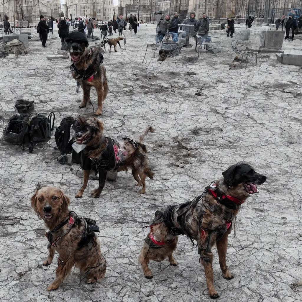 Prompt: post apocalyptic dog in moscow