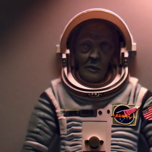 Image similar to the last astronaut, extremely detailed claymation art, extremely realistic, dark, moody, foggy