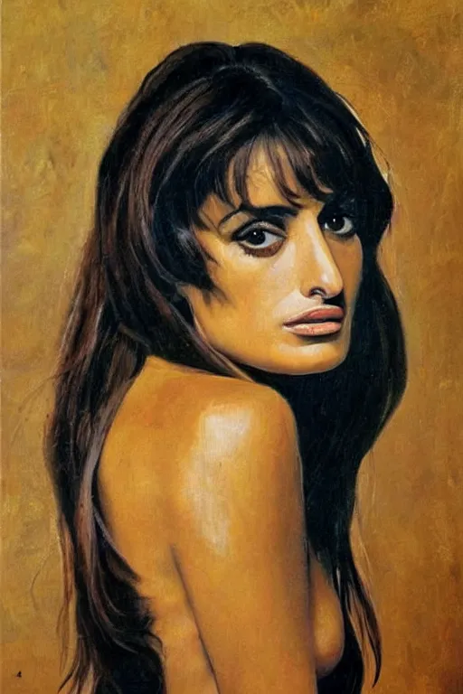 Image similar to oil painting, portrait of penelope cruz, artwork by salvador dali