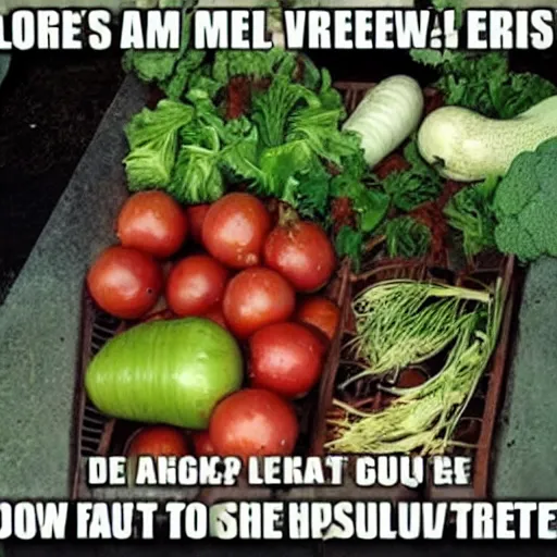 Image similar to lol this meme of vegetables is hilarious