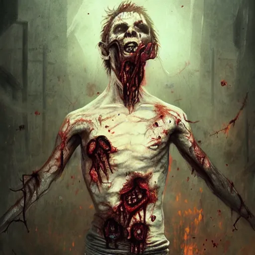 Prompt: a zombie male ripping his heart out and offering it to an attractive beautiful female zombie, detailed intricate ink illustration, dark atmosphere, detailed illustration, hd, 4k, digital art, overdetailed art, concept art, by greg rutkowski, by loish, complementing colors, Trending on artstation, deviantart,