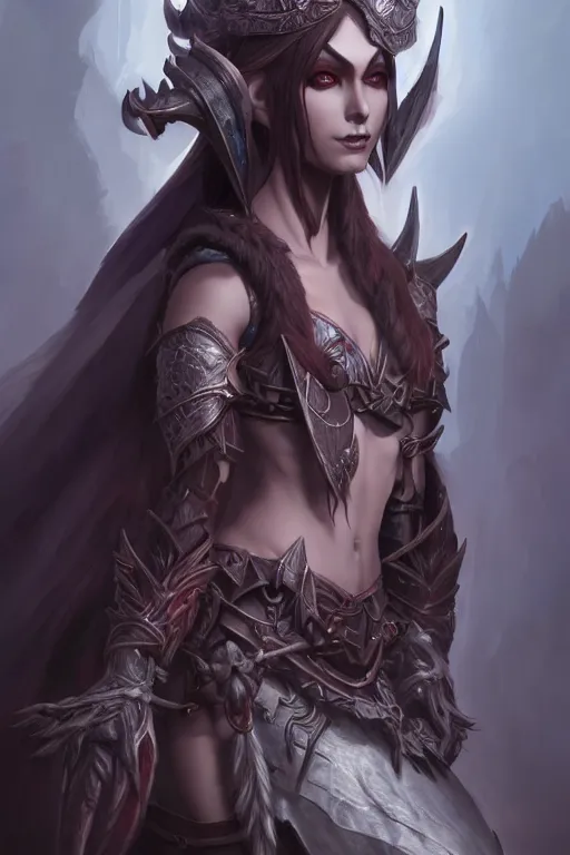 Image similar to dark elf princess, highly detailed, d & d, fantasy, highly detailed, digital painting, trending on artstation, concept art, sharp focus, illustration, global illumination, shaded, art by artgerm and greg rutkowski and fuji choko and viktoria gavrilenko and hoang lap