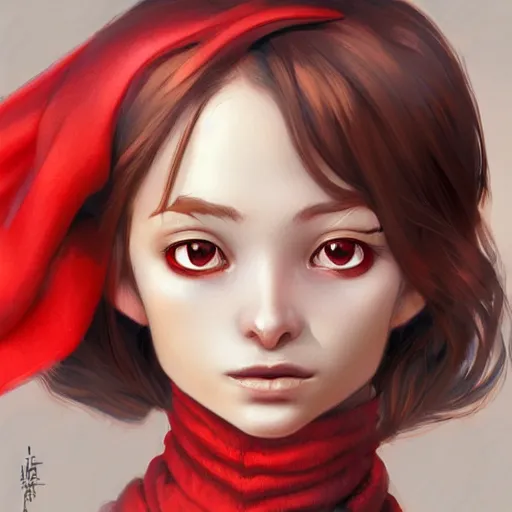 Prompt: Goblin Female portrait, Red Scarf, hatched ear, golden earring, Earnest, diminutive by Horace Hsu, Tony Sart, Range Murata, highly detailed, digital illustration, concept art