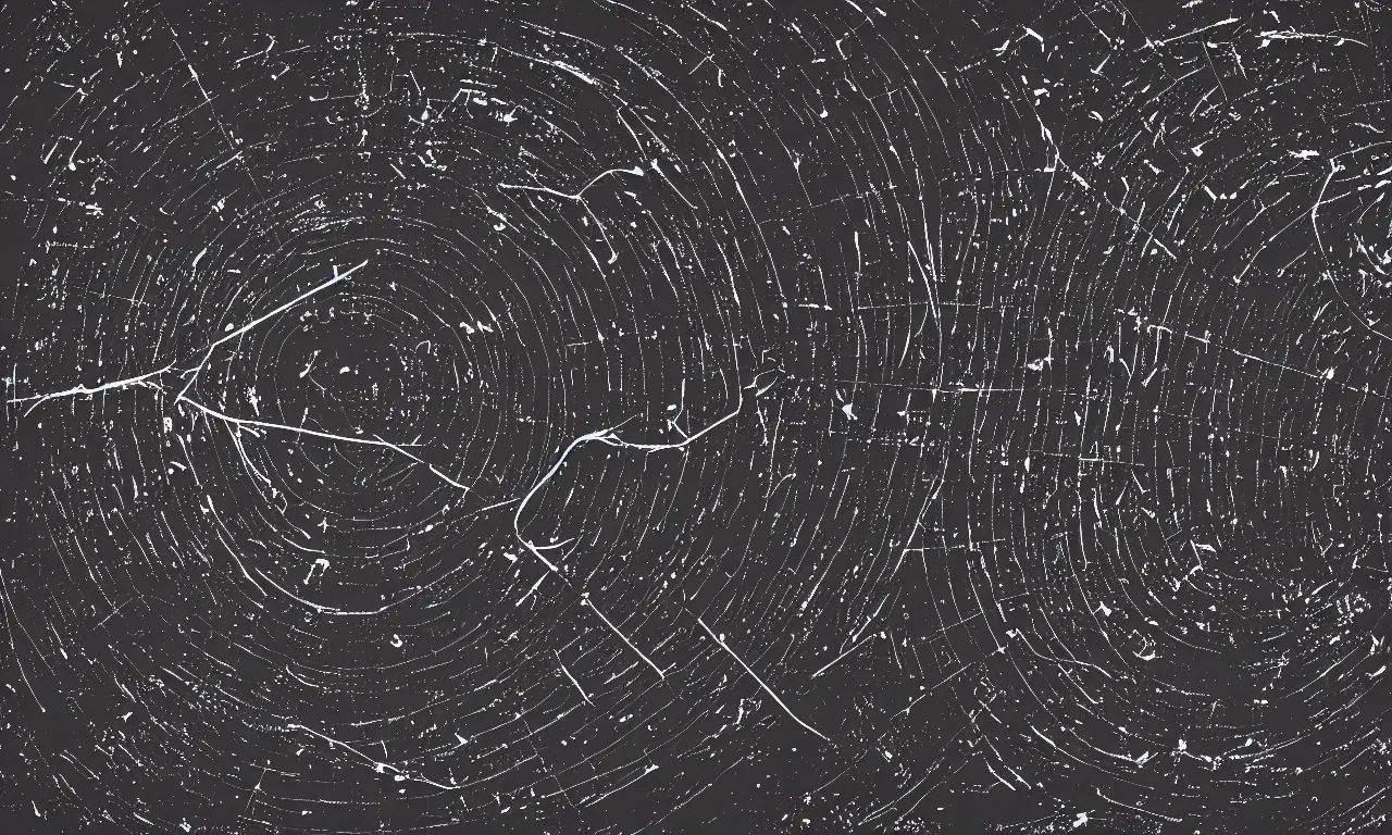 Prompt: dark sci - fi game map of space debris revolving around black hole in black starless space, view from afar, dramatic light