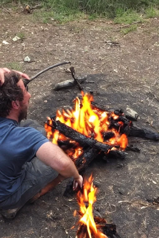 Image similar to caveman discovers fire for the first time