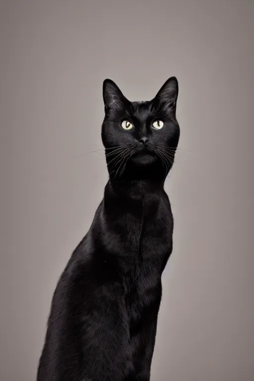 Image similar to a black cat wearing a formal overcoat, profile photo portait