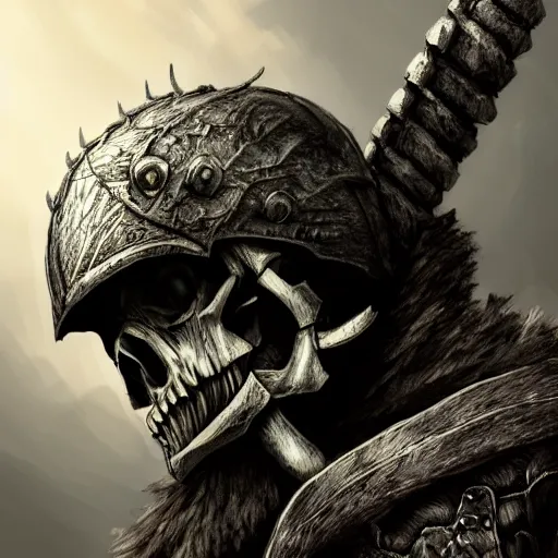 Image similar to the elder scrolls vi, dragon bone skull knight helmet, headshot, closeup, side elevation, grimdark, fantasy, trench crusade, terrifying, dark, fog, atmospheric cold lighting, dark souls, hyperrealistic, art by mike franchina