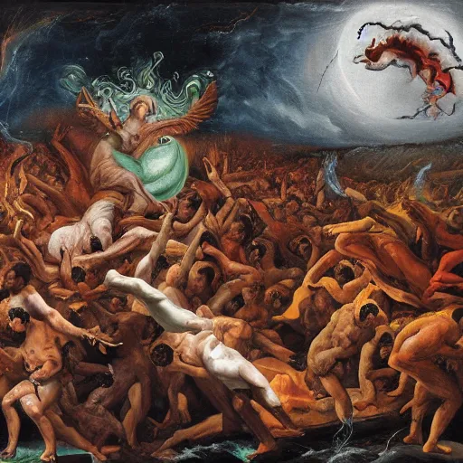 Prompt: Hell and Heaven, holy painting