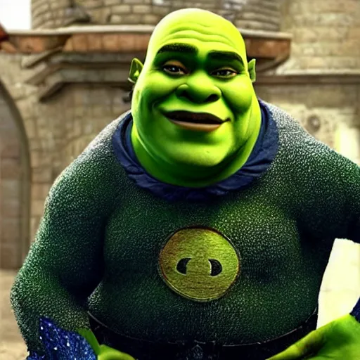 Image similar to shrek in batman costume