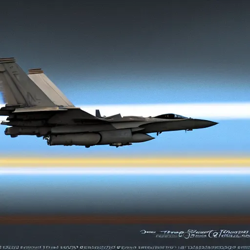 Image similar to F-18 breaking through the speed of sound, digital art