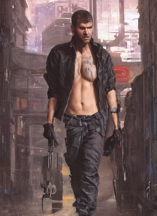 Image similar to Cyberpunk mechanic (blade runner 2049, cyberpunk 2077). Orientalist portrait by john william waterhouse and James Gurney and Theodore Ralli and Nasreddine Dinet, oil on canvas. Cinematic, hyper realism, realistic proportions, dramatic lighting, high detail 4k