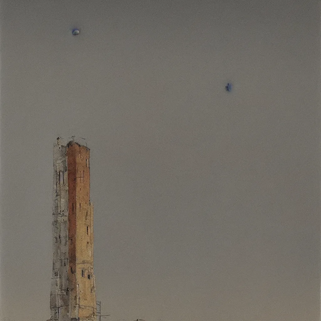 Image similar to a single! colorful! fungus tower clear empty sky, a high contrast!! ultradetailed photorealistic painting by giorgio barbarelli da castelfranco, hard lighting, masterpiece, minimalism