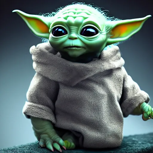 Prompt: full body pose, hyperrealistic photograph of baby yoda in a bikini, dim volumetric lighting, 8 k, octane beautifully detailed render, extremely hyper detailed, intricate, epic composition, cinematic lighting, masterpiece, trending on artstation, very very detailed, stunning, hdr, smooth, sharp focus, high resolution, award, winning photo, dslr, 5 0 mm