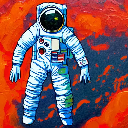 Image similar to an astronaut laying on mars in the style of flooko, acrylic art, detailed, moonlight,