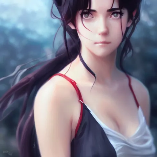 Prompt: jennifer connelly as a beautiful anime girl by wlop and greg rutkowski