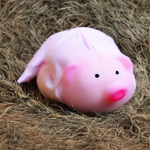 Image similar to blobfish beanie baby in mint condition with tag attached, 8 k photograph