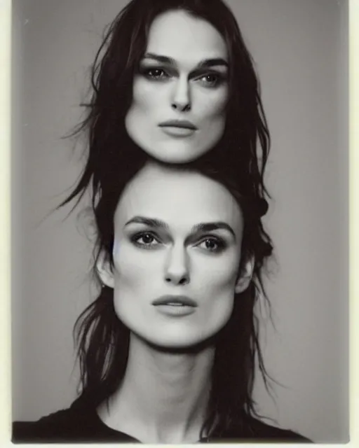 Prompt: old polaroid of keira knightley taken in 1 9 9 6