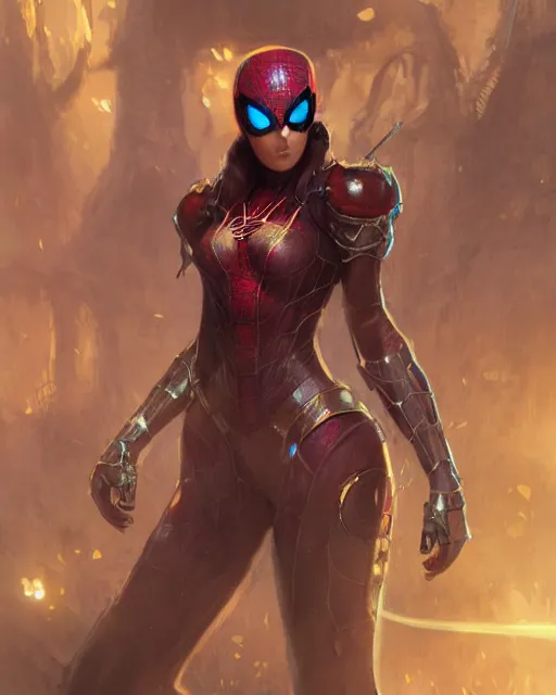 Prompt: a beautiful spiderwoman wearing a magical armor posing in a magical road town, hyper realistic face, fantasy art, in the style of greg rutkowski, illustration, epic, fantasy, intricate, hyper detailed, artstation, concept art, smooth, sharp focus