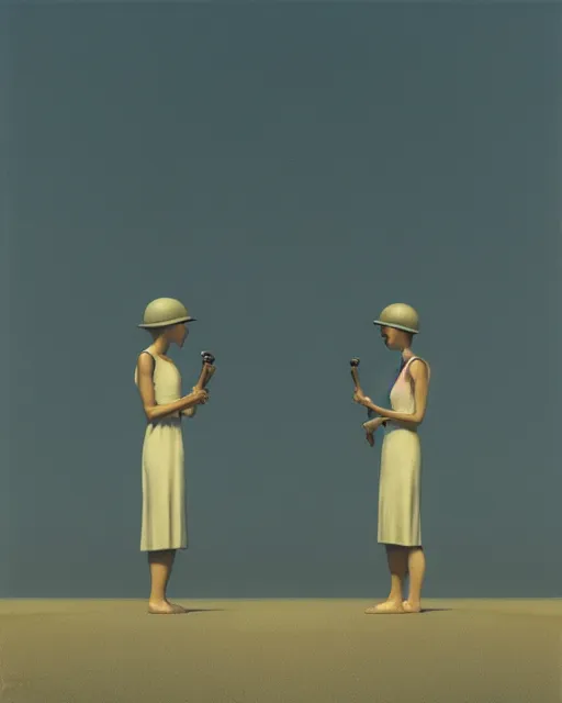 Image similar to two in the void, by the mirror, station, alex colville, otto mueller, stephen conroy, octane rendering