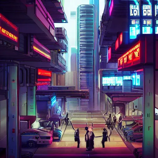 Image similar to realistic, symmetrical, cyberpunk city, man and women in love in a gunfight with robot police. @ philosorapper! dream realistic, symmetrical, cyberpunk city, man and women in love in a gunfight with robot police.