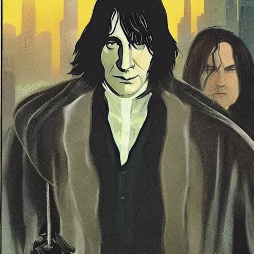 Prompt: Severus Snape, blade runner cover book