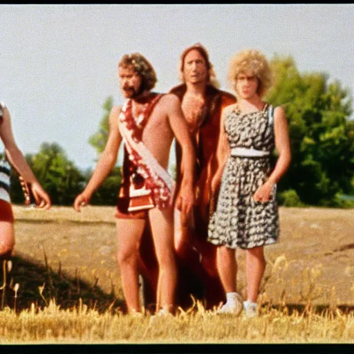 Image similar to vhs 1 9 8 0 s footage of a scene from the movie midsommar