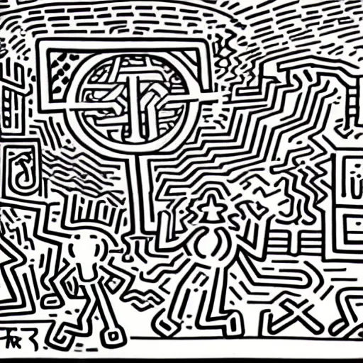 Image similar to final fantasy vii concept art by keith haring