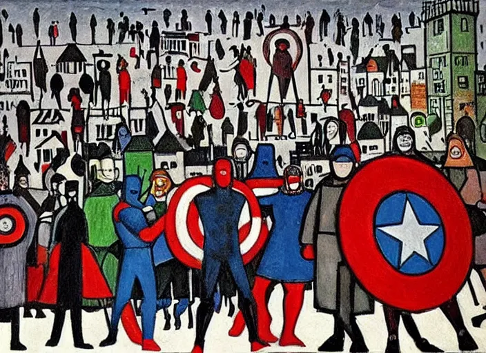 Prompt: the avengers by ls lowry