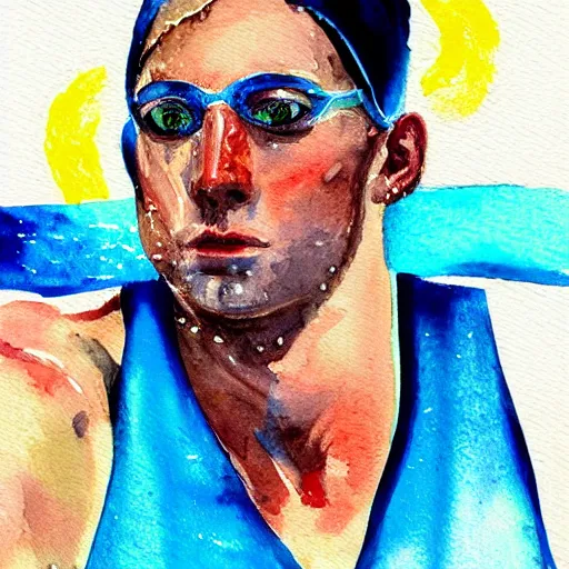 Image similar to Portrait of an Olympic swimmer. Watercolor