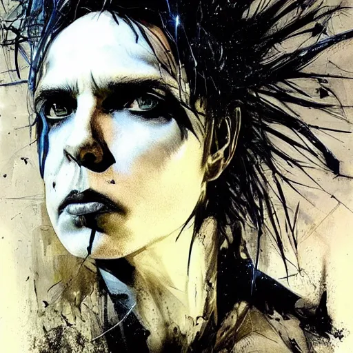 Prompt: stunning portrait of gaunt ( the cure fan ) as dream from sandman, dim stars as eyes, by jeremy mann, by cedric peyravernay, by by russ mills, by richard avedon and ben templesmith, dramatic lightning, sadness, dark eye sockets, in the shadows, punk rock, gothic, high detailed, 8 k