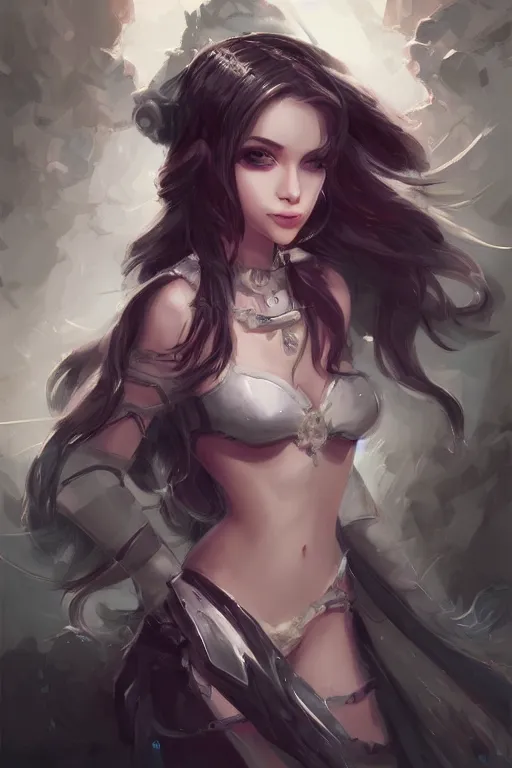 Image similar to a portrait of a cute fantasy girl by Ross Tran