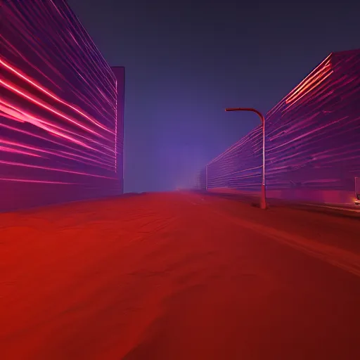 Image similar to cyberpunk neon car glowing against a desert background, nighttime photography, ray tracing, rtx, 4 k