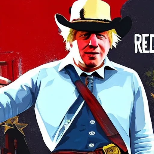 Image similar to Boris Johnson in the style of red dead redemption 2, gameplay footage