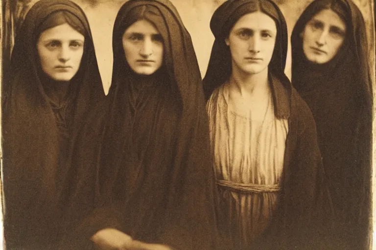 Image similar to three young women at the sepulchre, julia margaret cameron