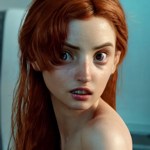 Image similar to unpacking gorgeous redhead ana de armas gynoid unboxing experience, octane, highly detailed, ultra realistic, cgi, filmatic,