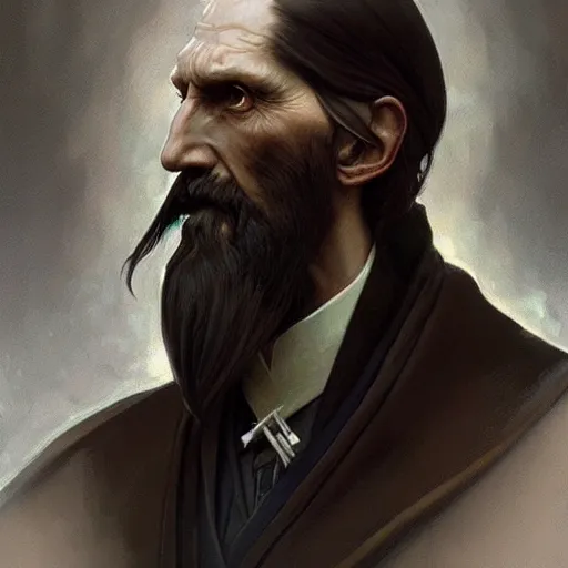 Prompt: Grigori Rasputin, D&D, fantasy, intricate, elegant, highly detailed, digital painting, artstation, concept art, matte, sharp focus, illustration, art by Artgerm and Greg Rutkowski and Alphonse Mucha