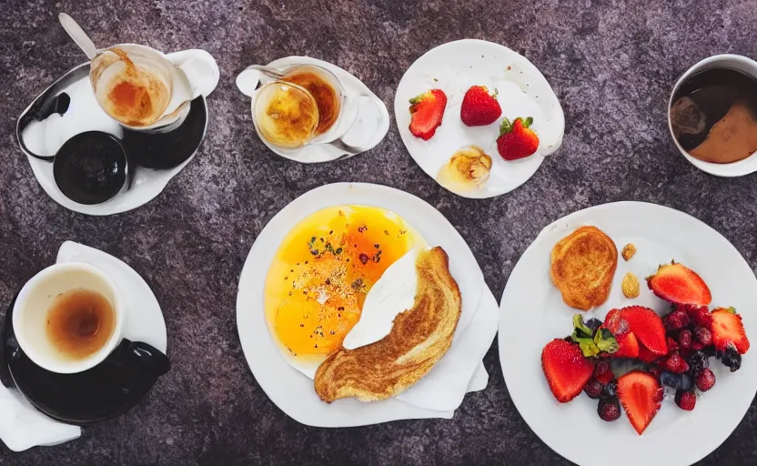 Prompt: delicious breakfast, food photography