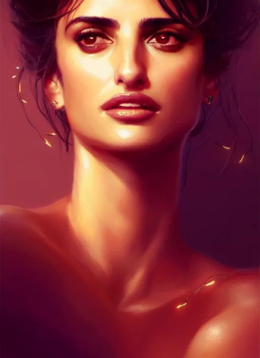 Prompt: portrait of penelope cruz, intricate, elegant, glowing lights, highly detailed, digital painting, artstation, glamor pose, concept art, smooth, sharp focus, illustration, art by wlop and greg rutkowski