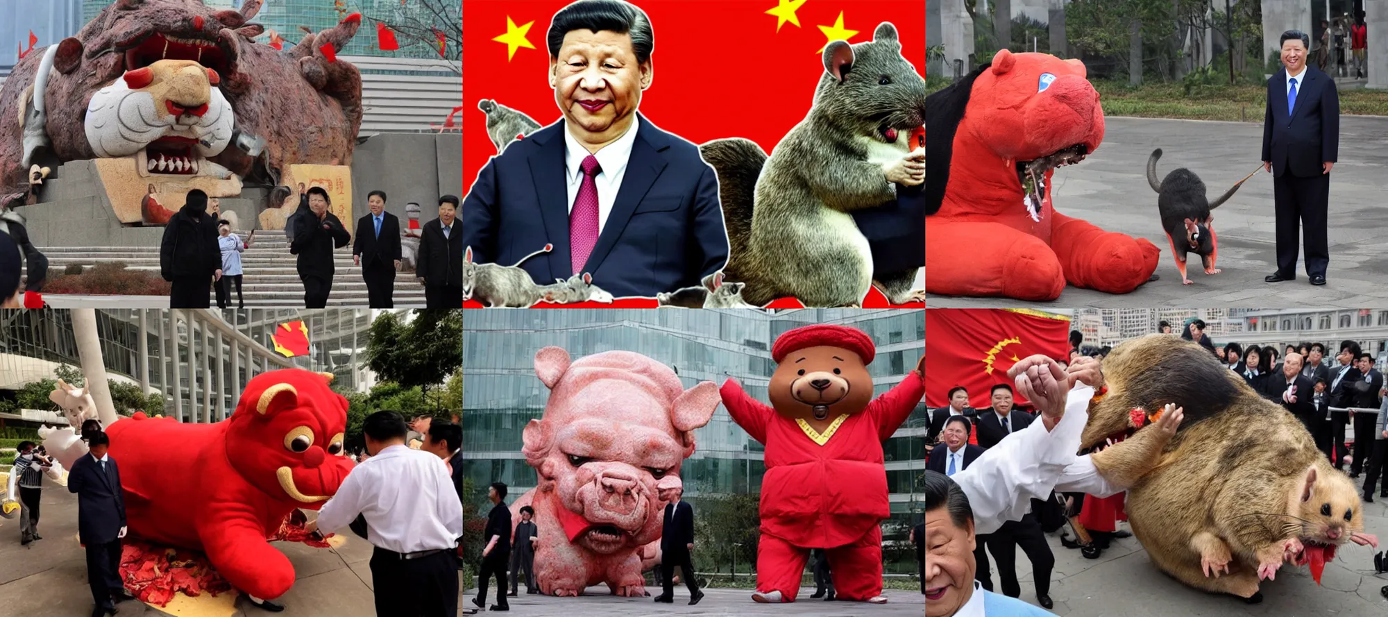 Prompt: xi jinping devoured by giant rat