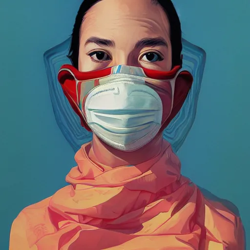 Image similar to portrait of people with sanitary mask, Tristan Eaton, artgerm, Victo Ngai, RHADS, ross draws