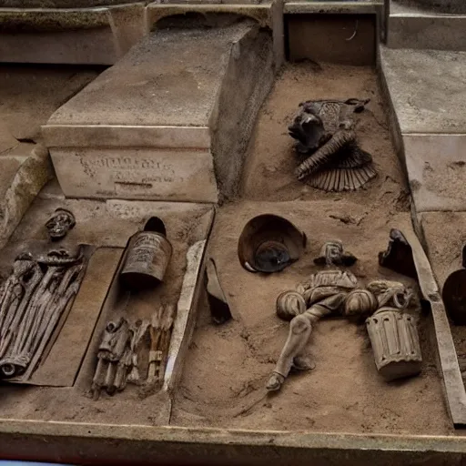 Prompt: 1 9 th century relics disinterred by the archæological expedition excavating on the site of the capital of the ancient british empire, the fabulous city of london