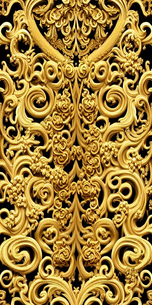 Prompt: the source of future growth dramatic, elaborate emotive Golden Baroque and Rococo styles to emphasise beauty as a transcendental, seamless pattern, symmetrical, large motifs, Palace of Versailles, 8k image, supersharp, spirals and swirls in rococo style, cartouches, white smoke, rainbow syrup splashing and flowing, Gold black and rainbow colors, perfect symmetry, High Definition, photorealistic, masterpiece, 3D, no blur, sharp focus, photorealistic, insanely detailed and intricate, cinematic lighting, Octane render, epic scene, 8K