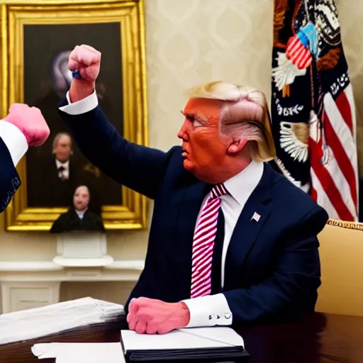 Prompt: 8k, dslr enhanced photo of Donald Trump punching Joe Biden