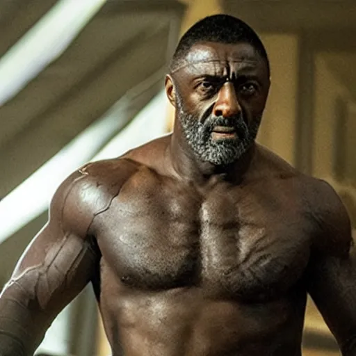Prompt: film still of Idris Elba as Logan with adamantium claws as Wolverine in new X-Men movie, cinematic