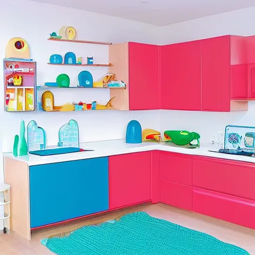 Prompt: “interior design inspired by fisher price”